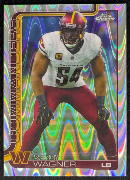 Bobby Wagner 2025 Chrome RayWave Refractor Commanders Sports Trading Cards