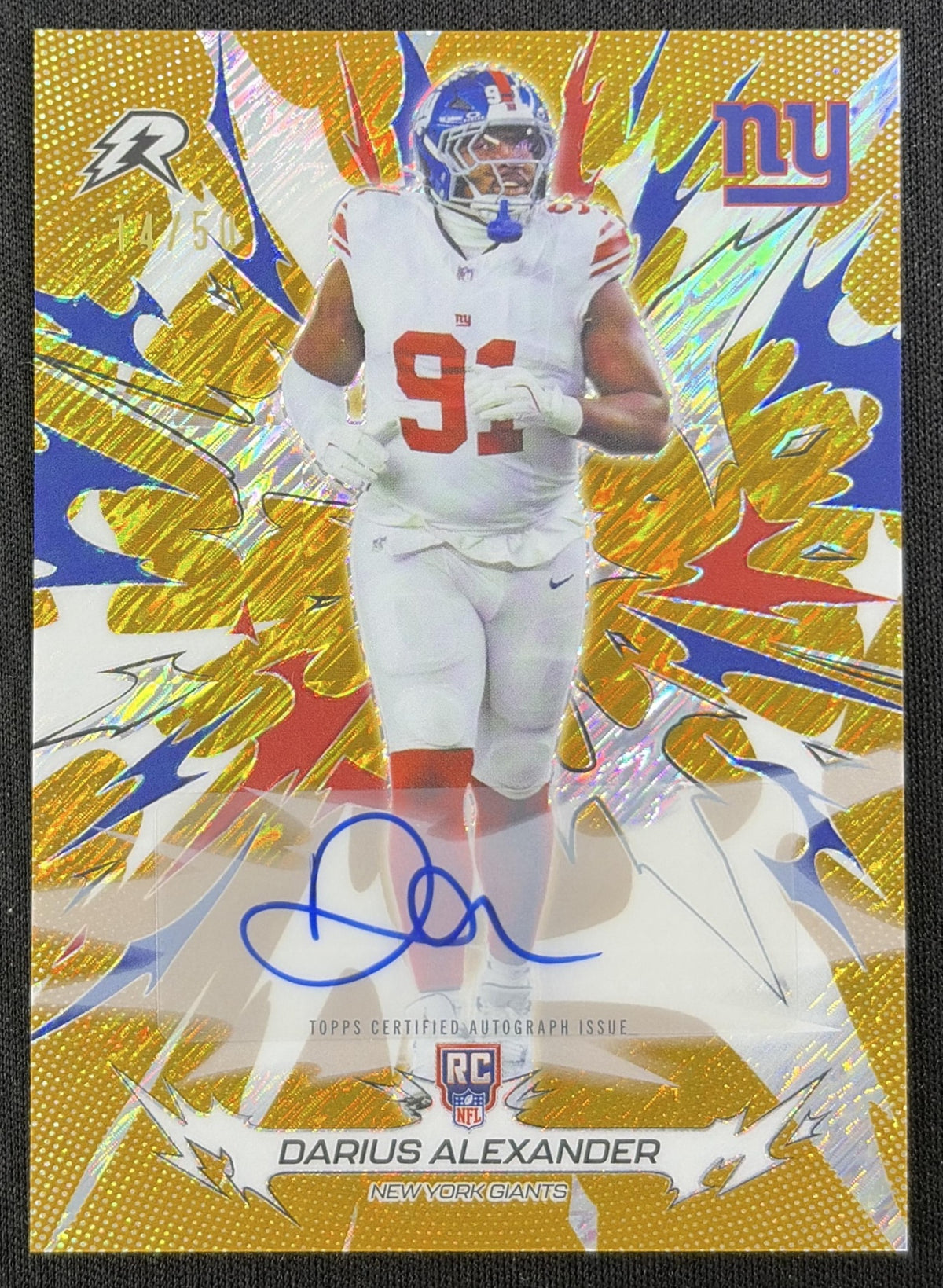 Darius Alexander 2025 Topps Resurgence Rookie Signatures Gold Power Surge Refractor /50 Giants