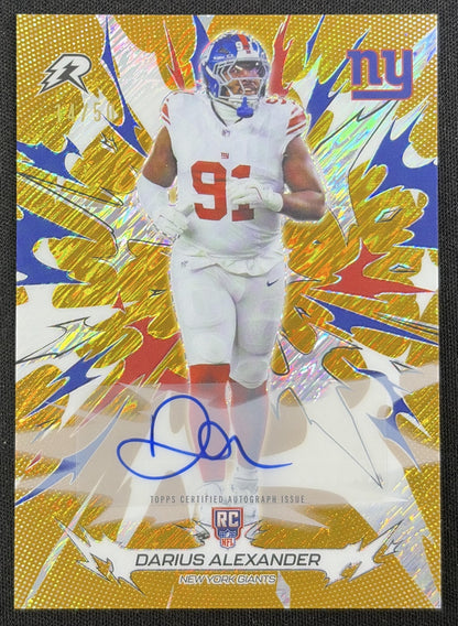 Darius Alexander 2025 Topps Resurgence Rookie Signatures Gold Power Surge Refractor /50 Giants