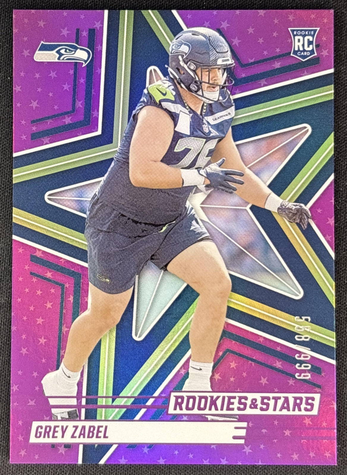 Grey Zabel 2025 Panini Rookies & Stars Purple /999 Seahawks Front