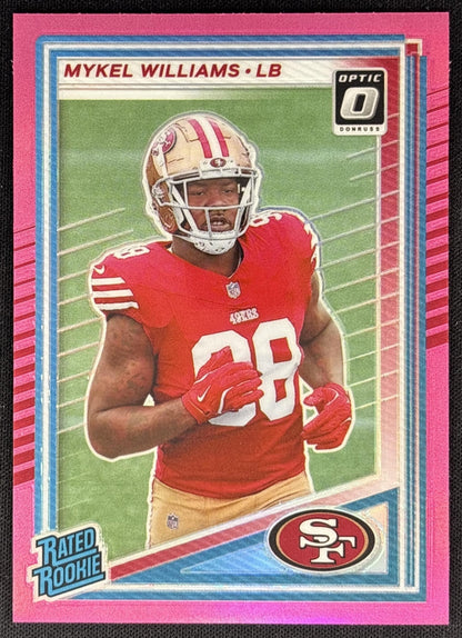 Mykel Williams 2025 Panini Donruss Optic Rated Rookie Preview Pink 49ers - Front