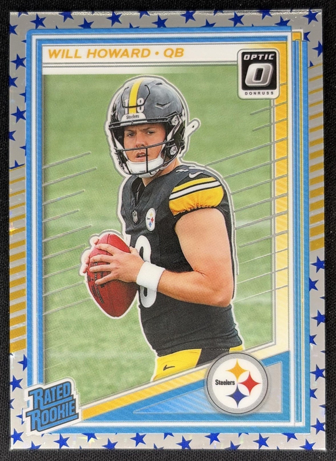 Will Howard 2025 Panini Donruss Optic Rated Rookie Stars Prizm Steelers Front