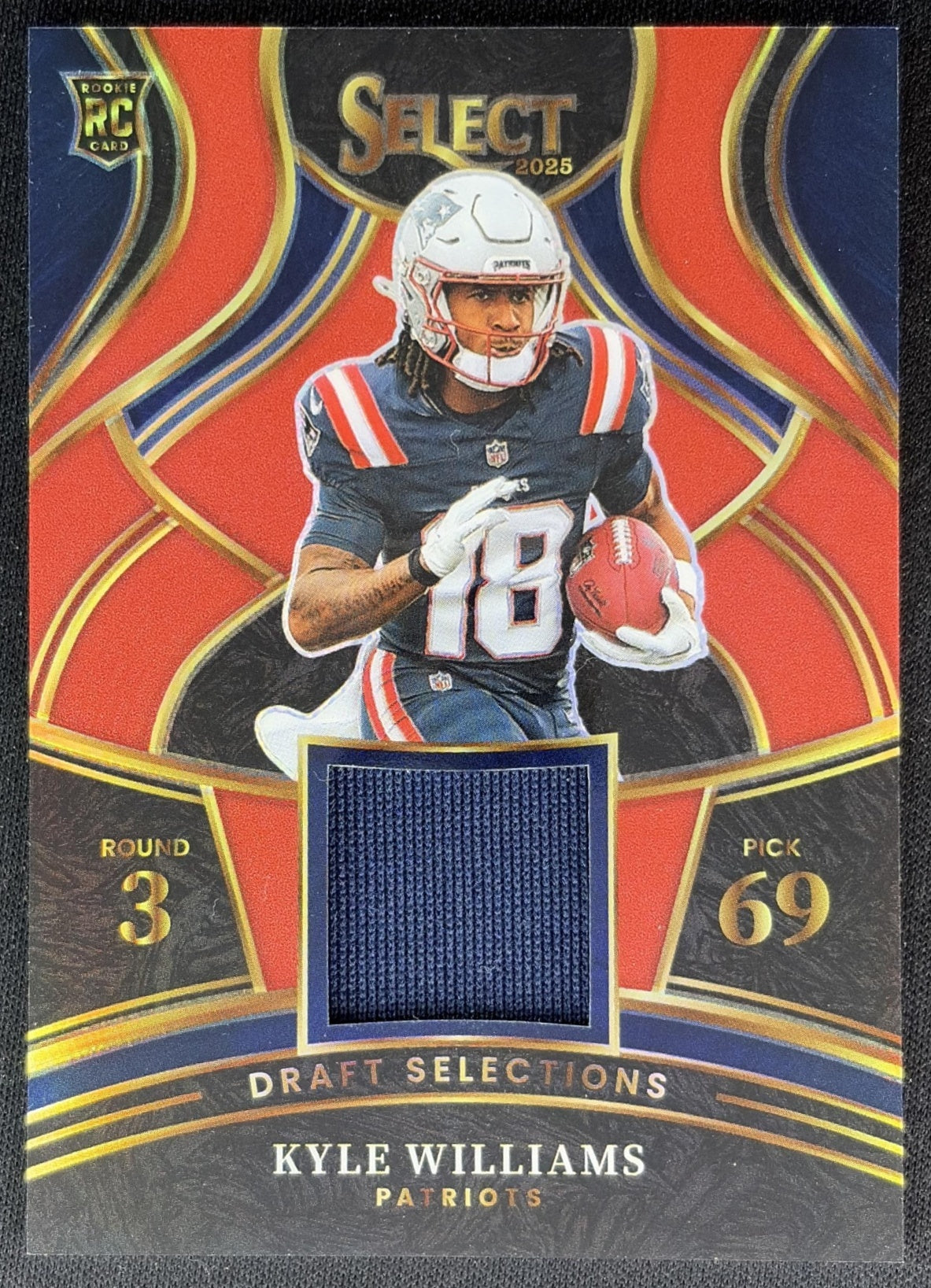 Kyle Williams 2025 Panini Select Draft Selections Memorabilia Red Prizm Patriots front