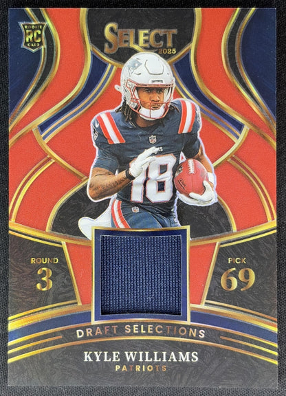 Kyle Williams 2025 Panini Select Draft Selections Memorabilia Red Prizm Patriots front