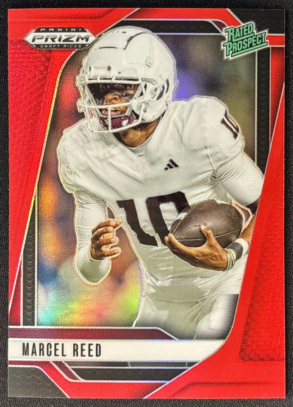 Marcel Reed 2025 Prizm Draft Picks Red /399 Aggies front | Wayne Collection