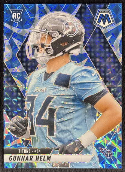 Gunnar Helm 2025 Panini Mosaic Rookies Reactive Blue Prizm Titans Sports Trading Cards