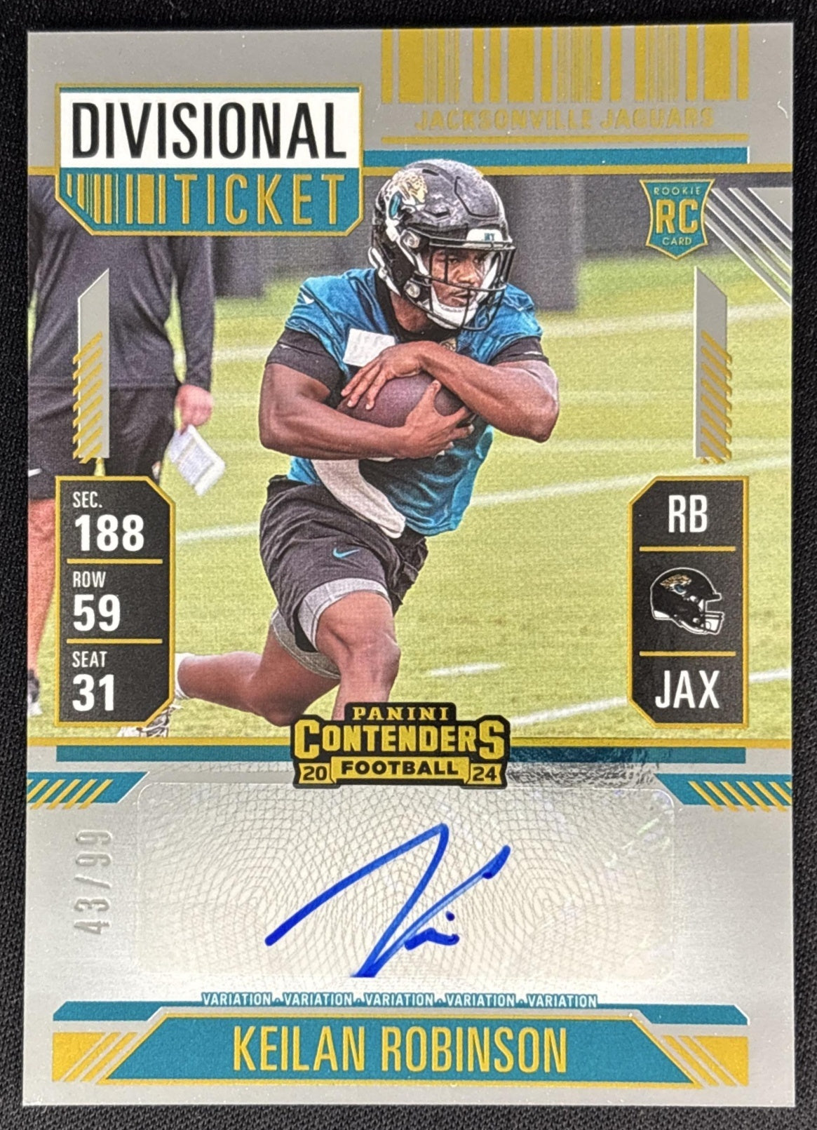 Keilan Robinson 2024 Contenders Rookie Ticket Variation Auto Divisional /99 Jaguars Sports Trading Cards