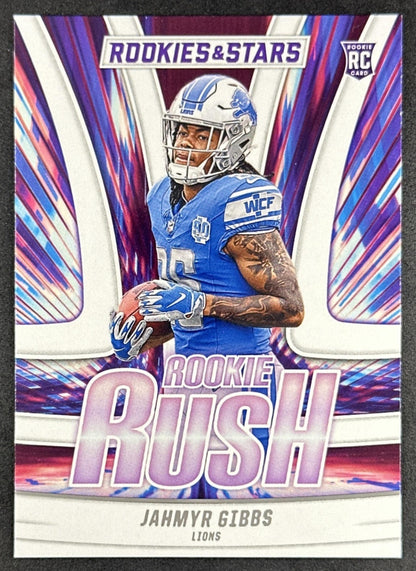 Jahmyr Gibbs 2023 Panini Rookies & Stars Rookie Rush Lions Sports Trading Card