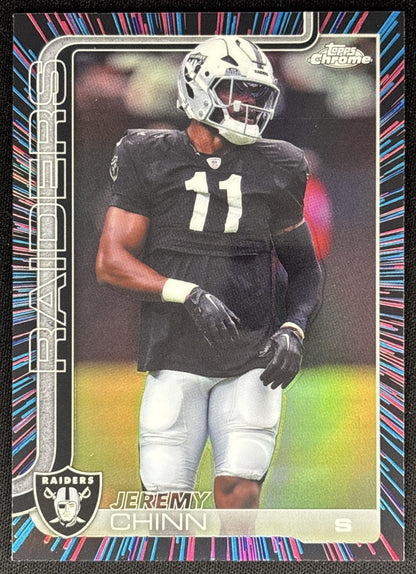 Jeremy Chinn 2025 Topps Chrome Neon Pulse Refractor Raiders Default Title Sports Trading Card