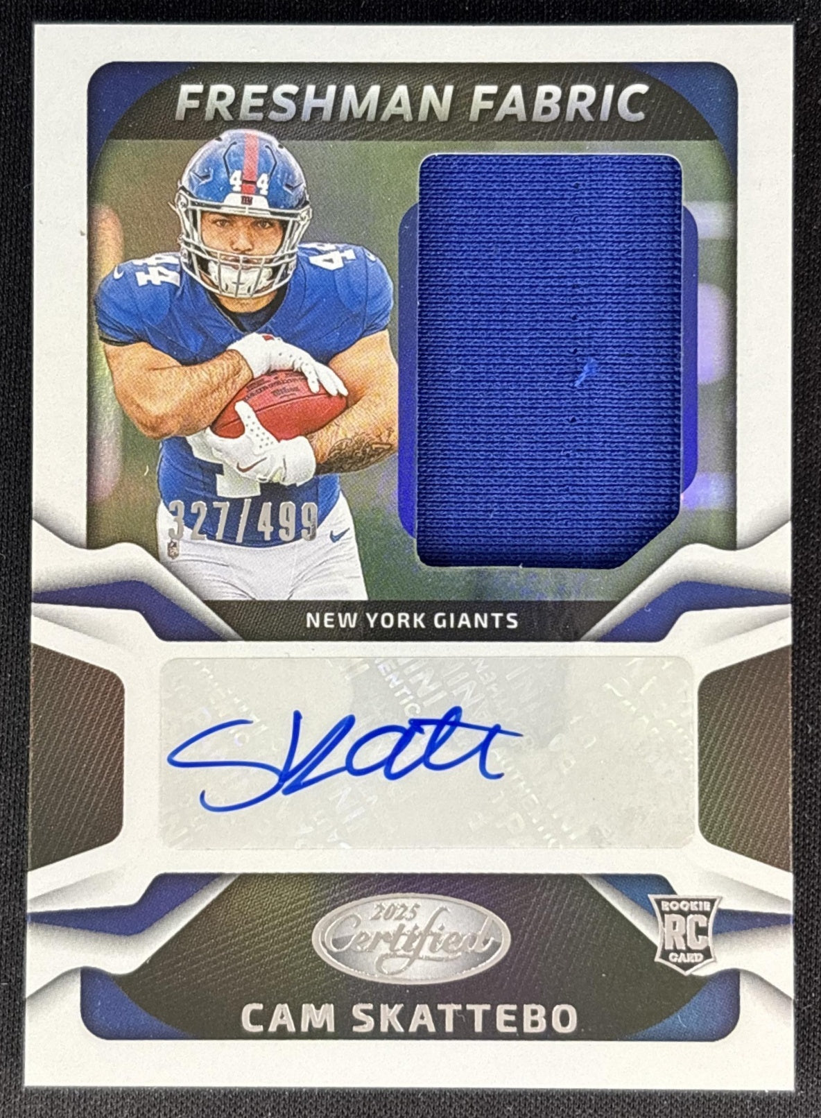 Cam Skattebo 2025 Panini Certified Freshman Fabric Mirror Signatures /499 Giants