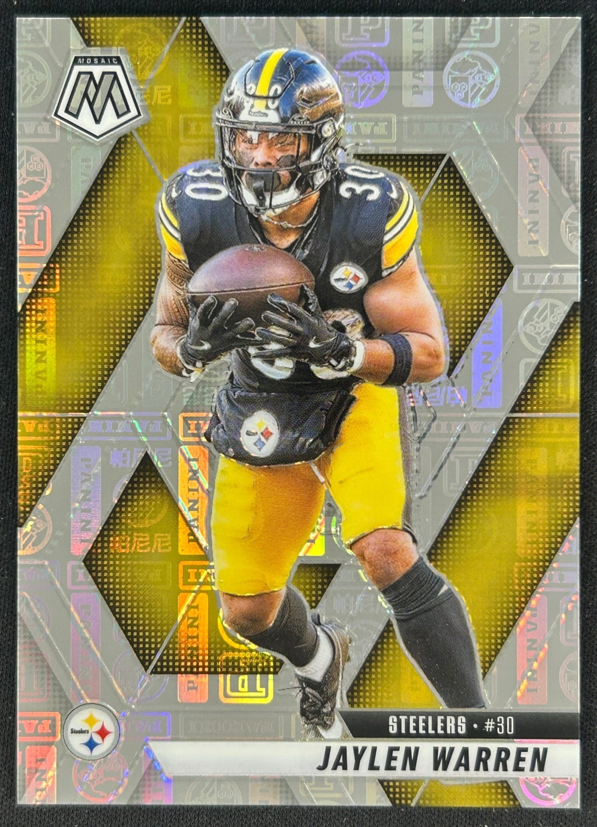 Jaylen Warren 2025 Mosaic Silver Knight Prizm /149 Steelers - Front