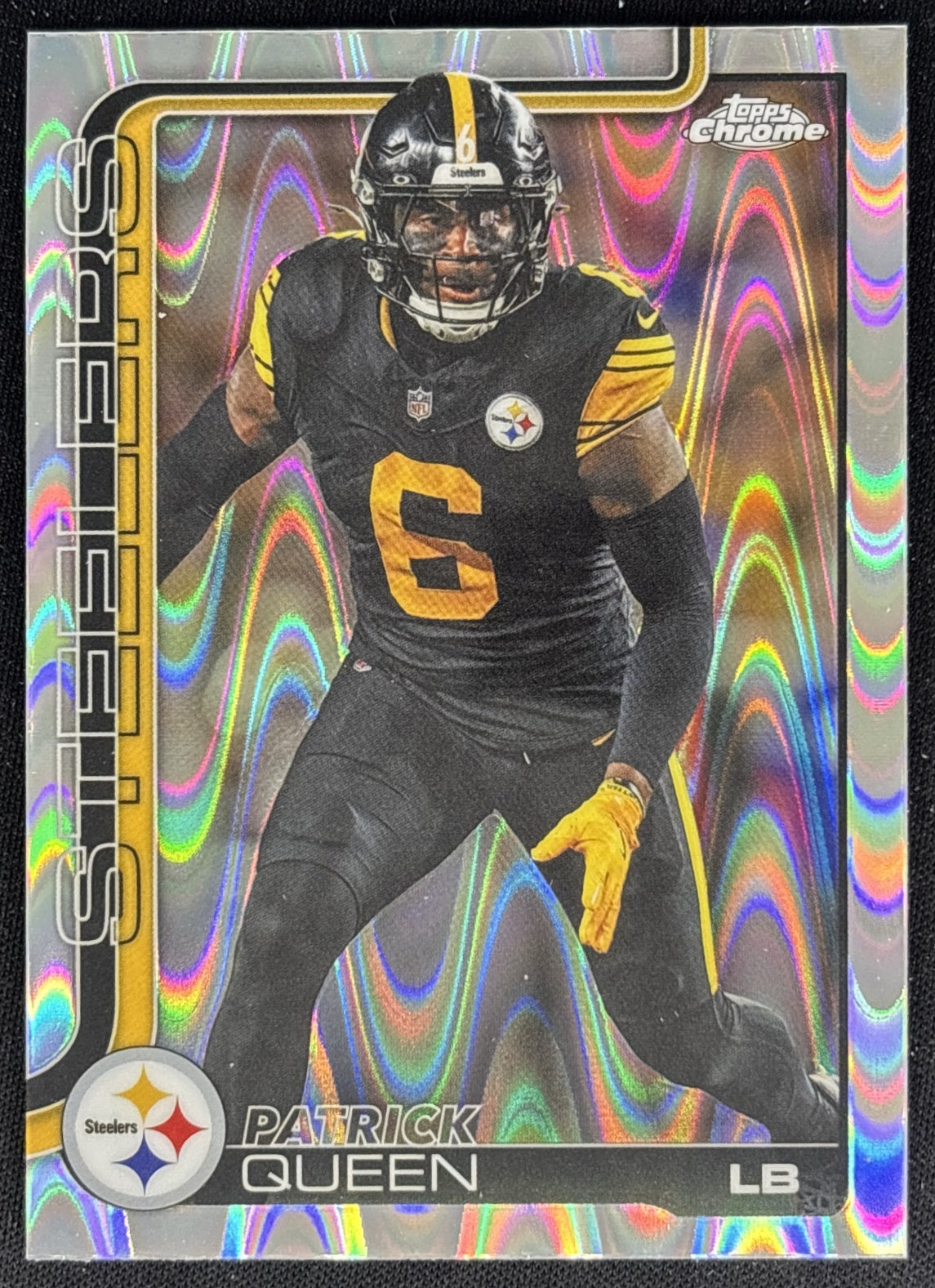 Patrick Queen 2025 Topps Chrome RayWave Refractor Steelers Sports Trading Cards