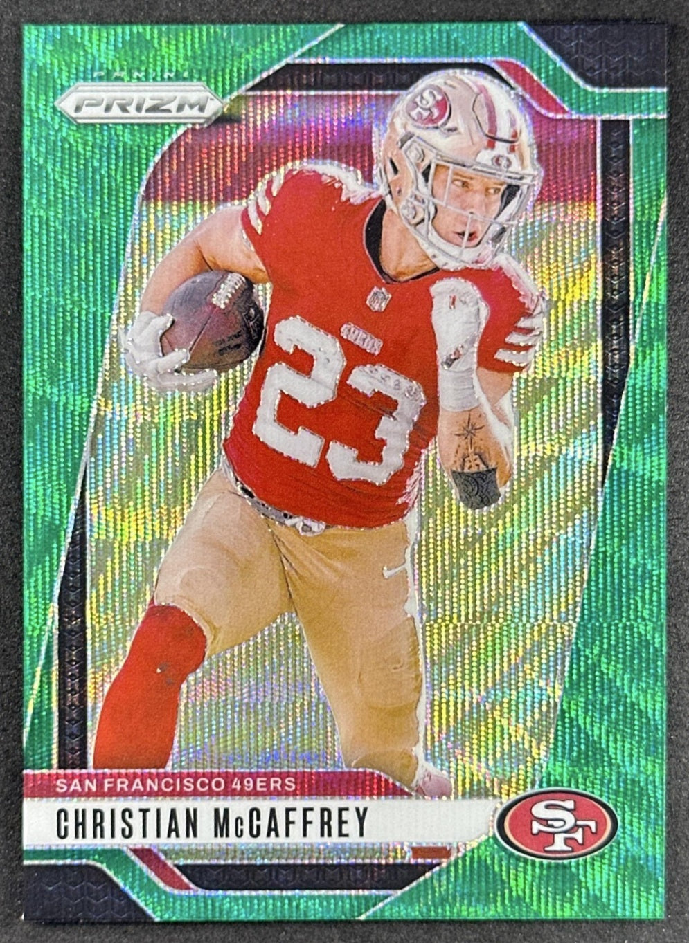 Christian McCaffrey 2024 Panini Prizm Green Wave 49ers Sports Trading Cards
