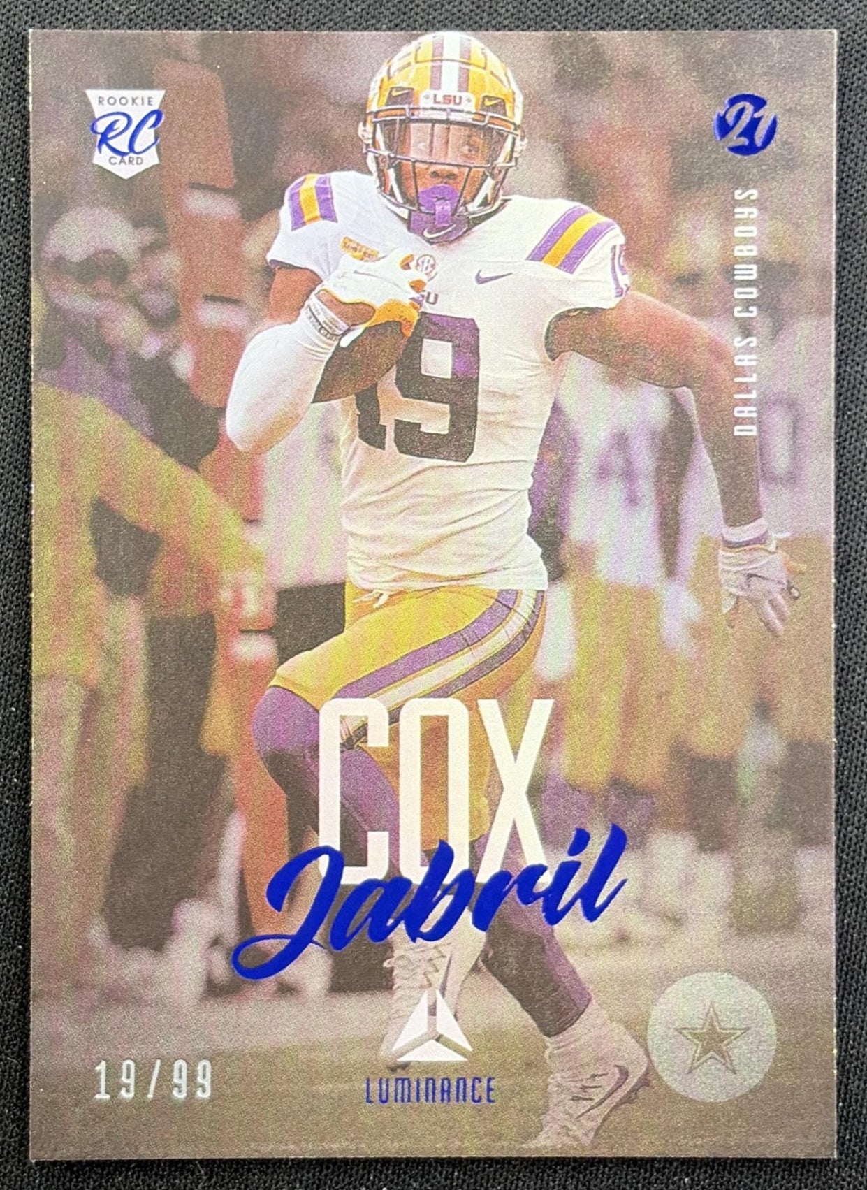 Jabril Cox 2021 Panini Luminance Blue /99 Cowboys front