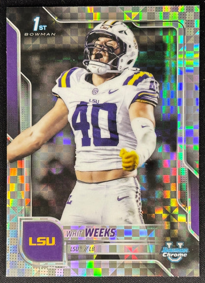 Whit Weeks 2025 Bowman Chrome University Prospects X-Fractor Tigers Default Title Sports Trading Cards