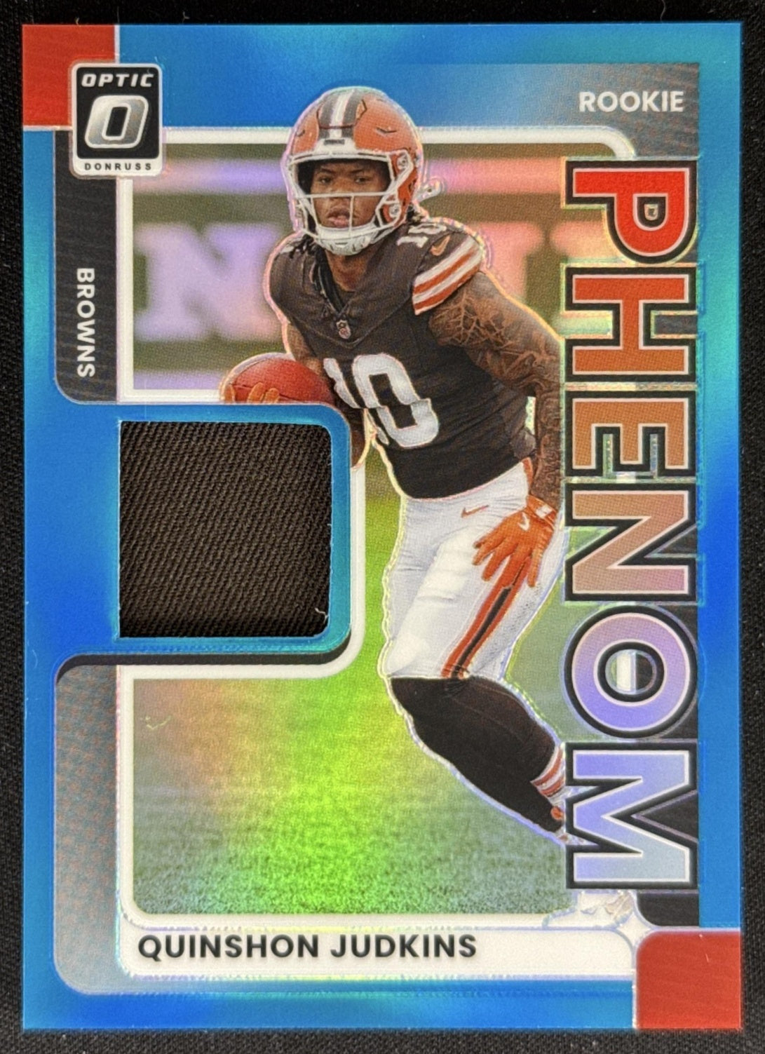 Quinshon Judkins 2025 Panini Donruss Optic Rookie Phenoms Neon Blue Prizm Browns Sports Trading Card