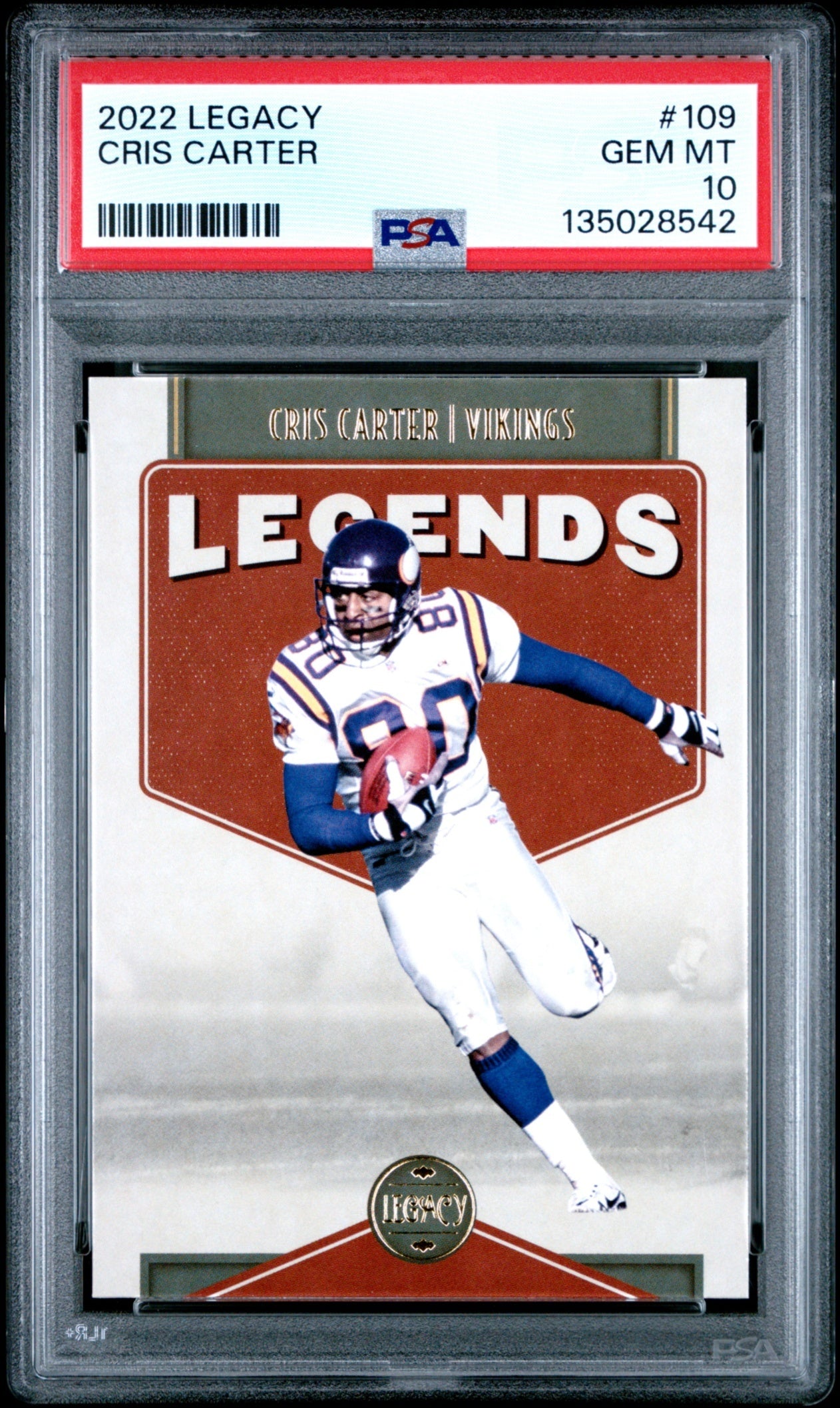 Cris Carter 2022 Panini Legacy PSA 10 Vikings front