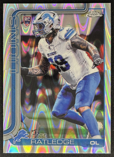 Tate Ratledge 2025 Topps Chrome Rookie RayWave Refractor Lions Sports Trading Cards