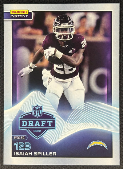 Isaiah Spiller 2022 Instant NFL Draft Night Chargers Sports Trading Card