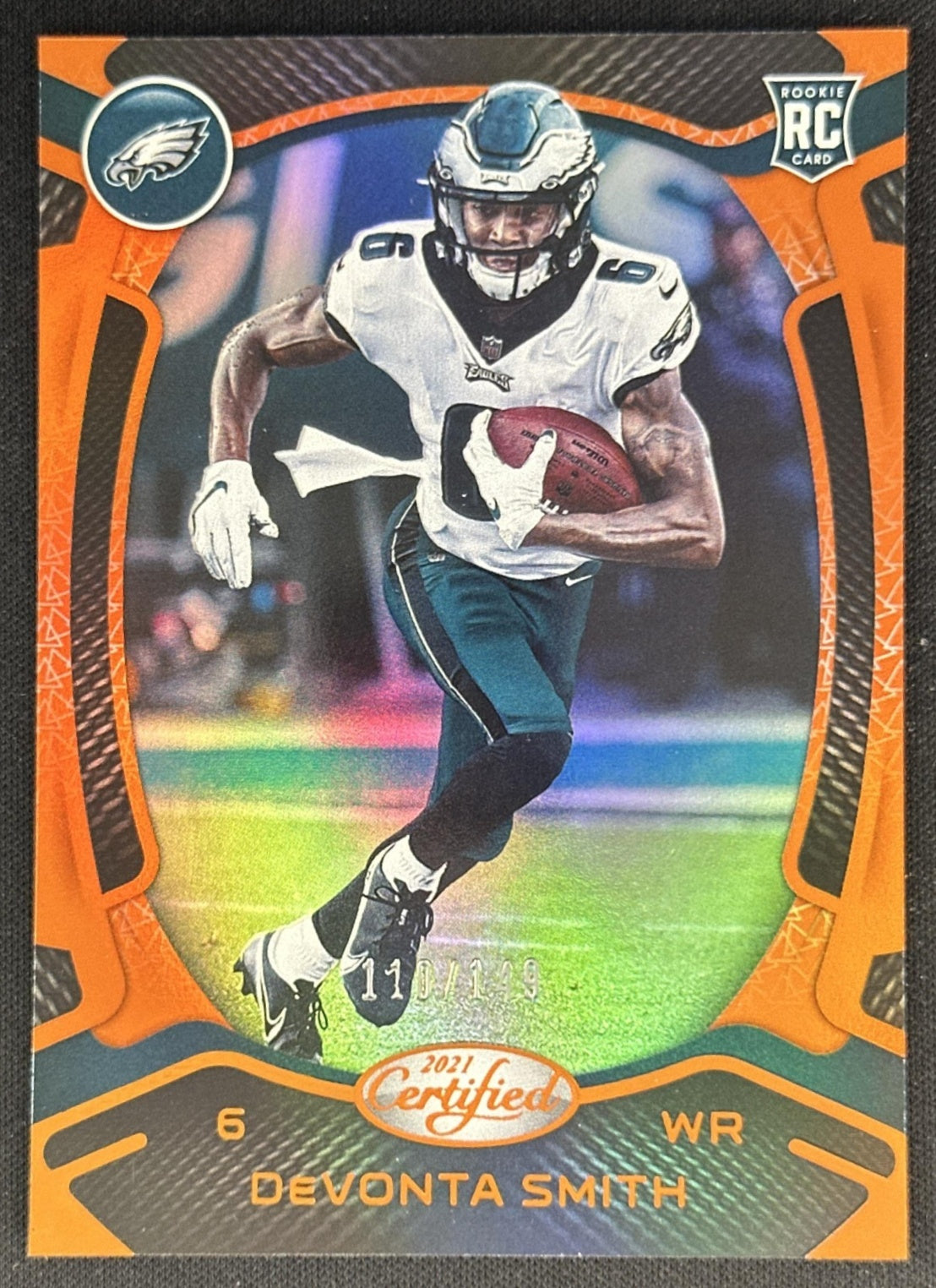 DeVonta Smith 2021 Panini Certified Mirror Orange /149 Eagles Sports Trading Cards