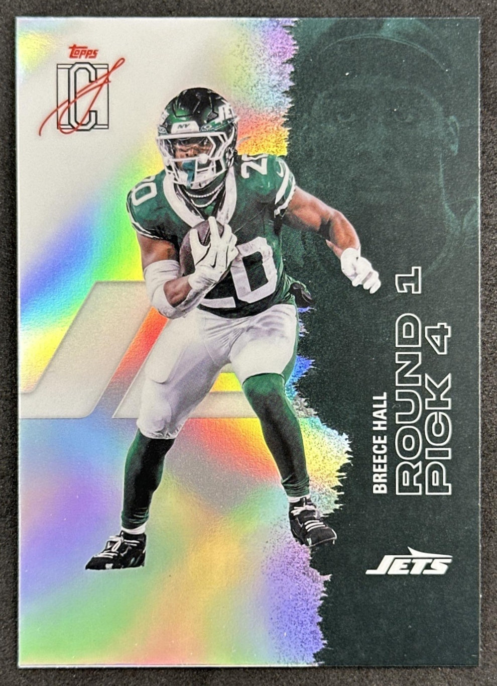 Breece Hall 2025 Topps Signature Class Chrome Veteran White Refractor Jets Front