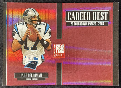 Jake Delhomme 2005 Donruss Elite Career Best Red /1000 Panthers front