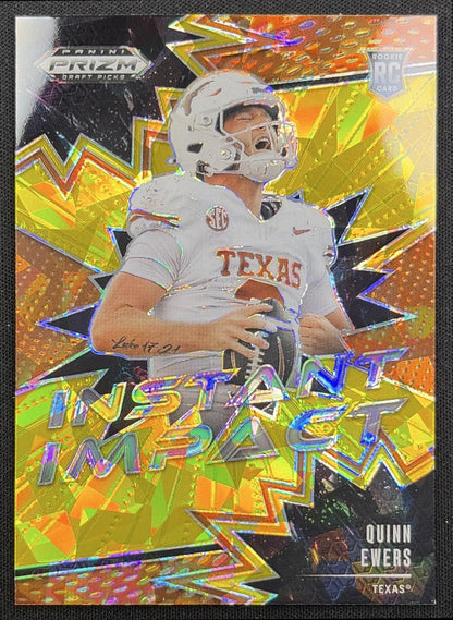 Quinn Ewers 2025 Panini Prizm Draft Picks Instant Impact Gold Ice Longhorns