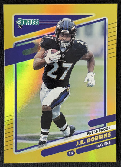 J.K. Dobbins 2021 Panini Donruss Press Proof Premium Ravens Sports Trading Card