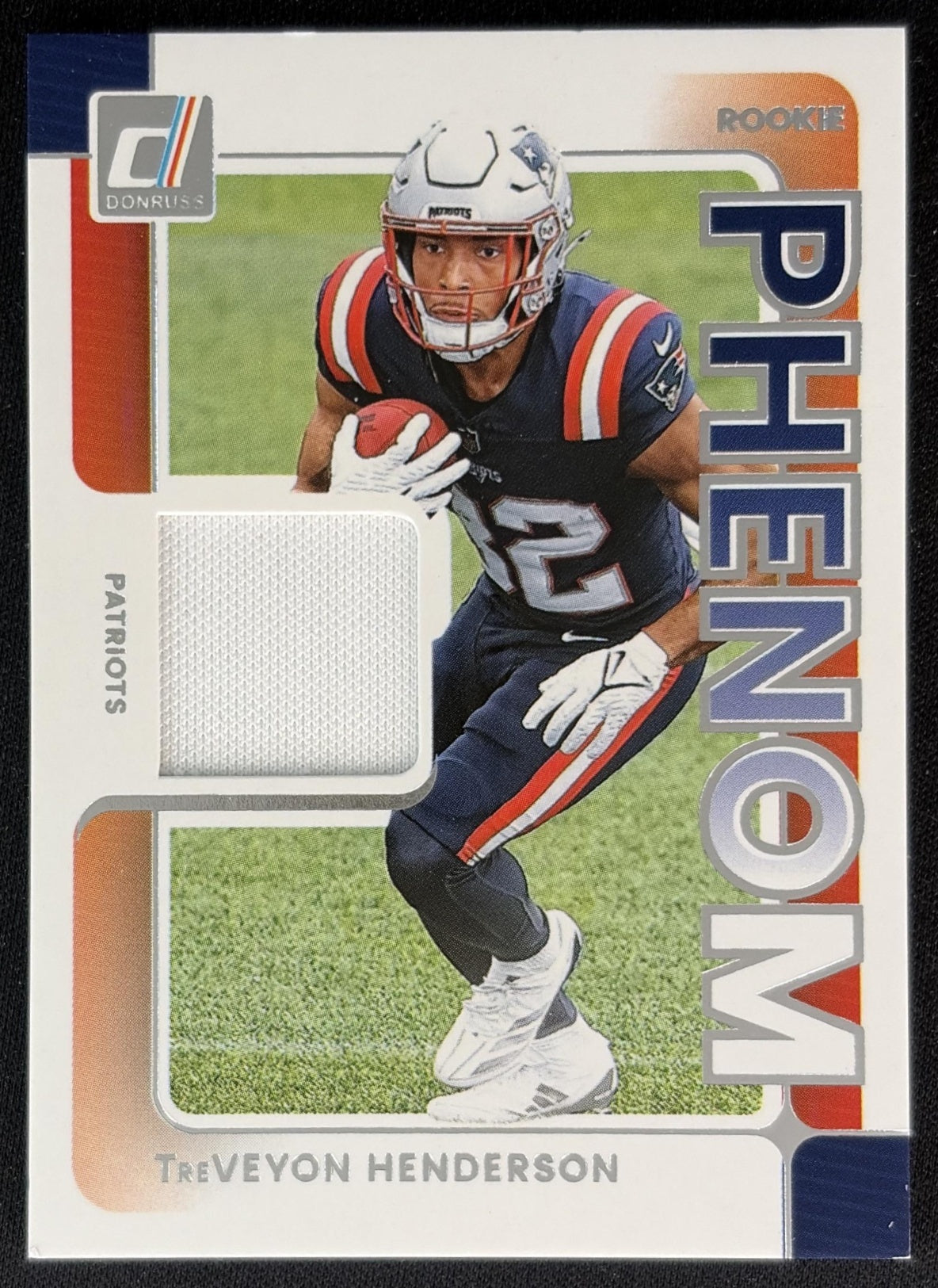 TreVeyon Henderson 2025 Panini Donruss Rookie Phenom Jerseys Patriots front