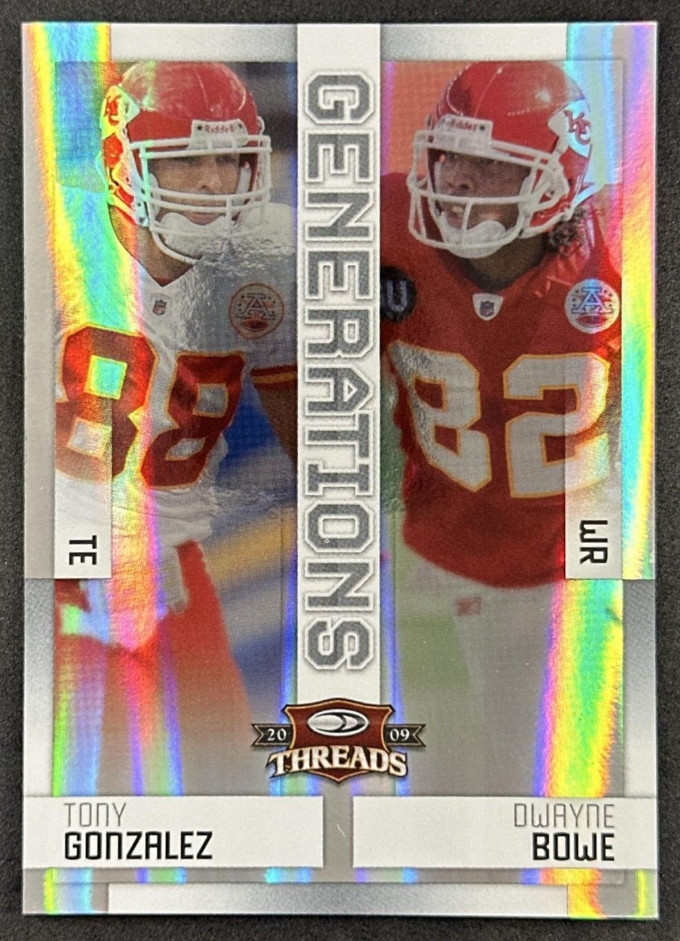 Tony Gonzalez Dwayne Bowe 2009 Donruss Threads Generations Century Proof /100 Chiefs front