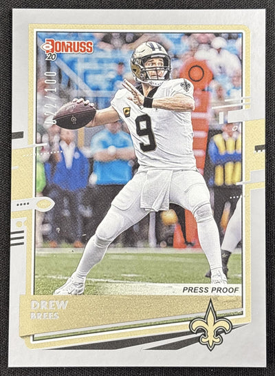 Drew Brees 2020 Panini Donruss Press Proof Silver /100 Saints Sports Trading Card