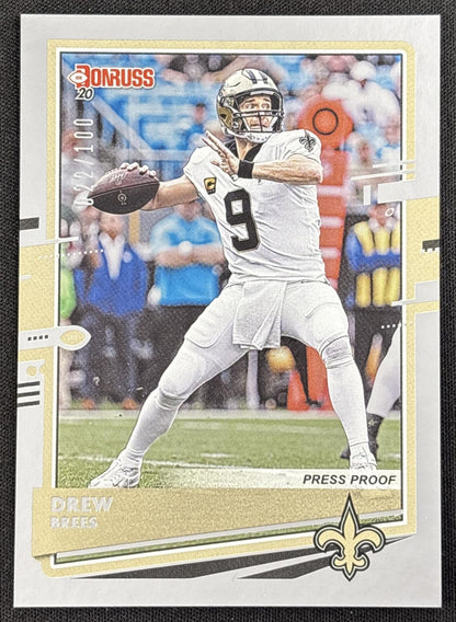 Drew Brees 2020 Panini Donruss Press Proof Silver /100 Saints