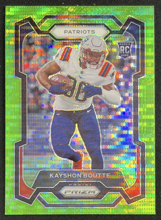Kayshon Boutte 2023 Panini Prizm Neon Green Pulsar Patriots Sports Trading Card