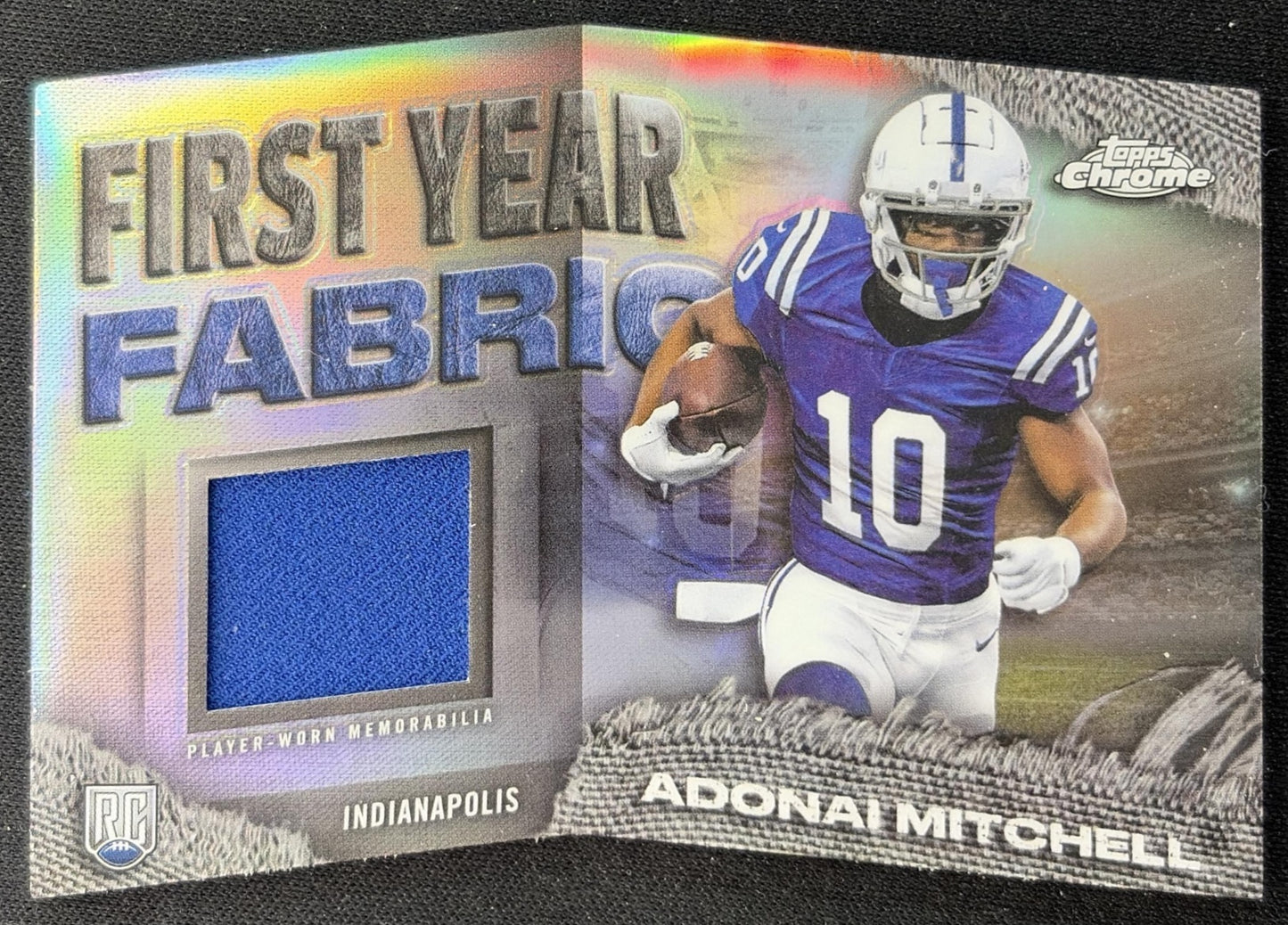 Adonai Mitchell 2024 Topps Chrome First Year Fabric Colts front