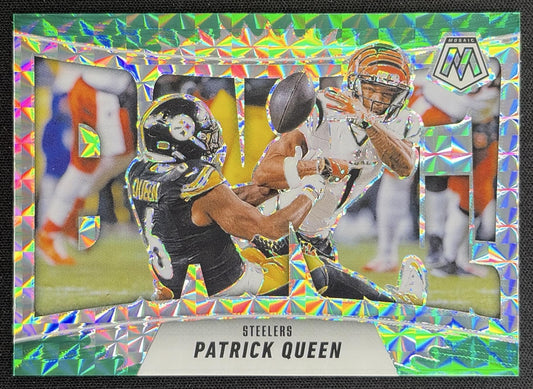 Patrick Queen 2025 Panini Mosaic Bang! Green Prizm Steelers