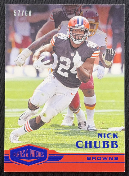 Nick Chubb 2020 Panini Plates & Patches Blue /60 Browns Cleveland Browns