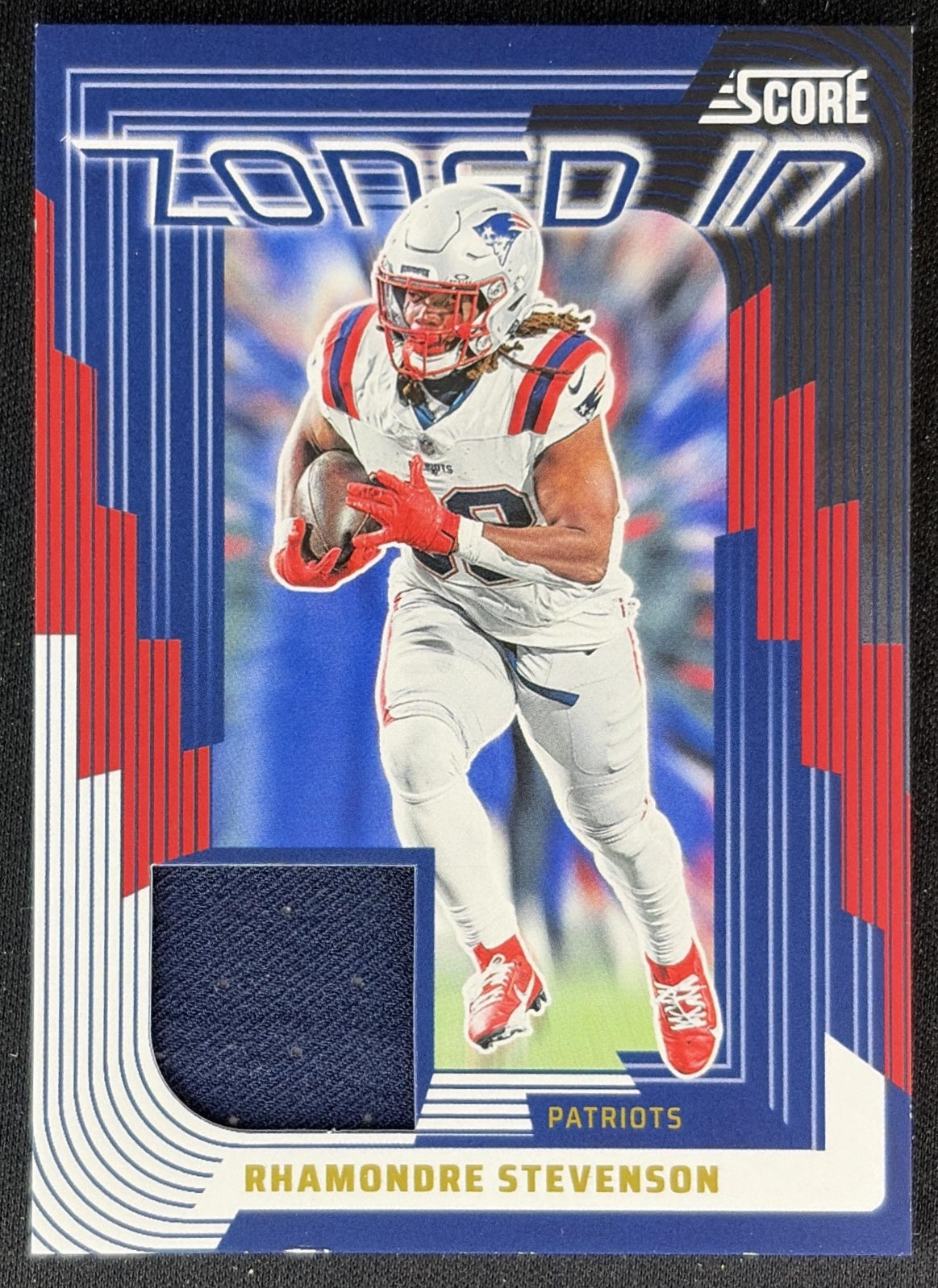 Rhamondre Stevenson 2025 Panini Score Zoned In Jerseys Patriots front