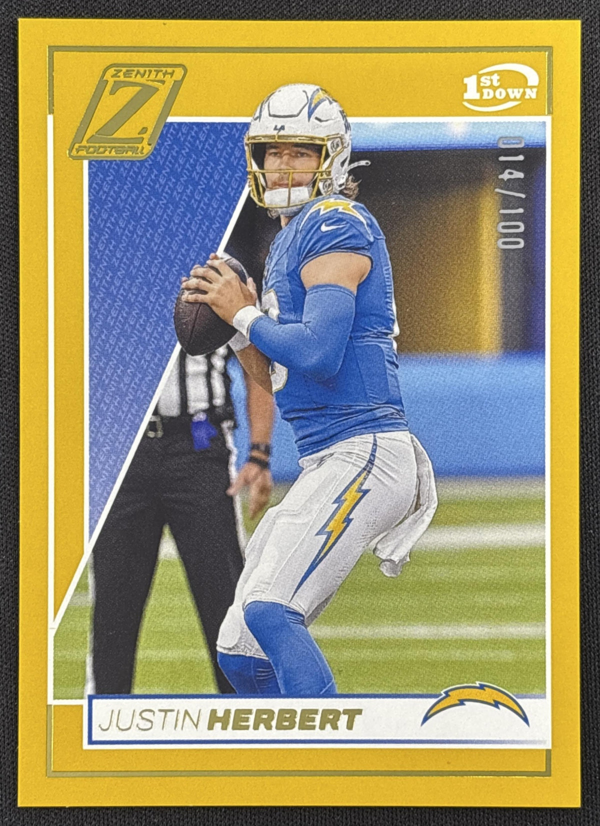 Justin Herbert 2024 Panini Zenith 1st Prospect Down /100 Chargers