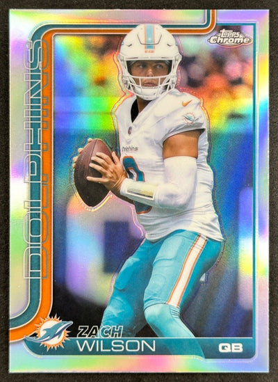 Zach Wilson 2025 Topps Chrome Refractor Dolphins Sports Trading Cards