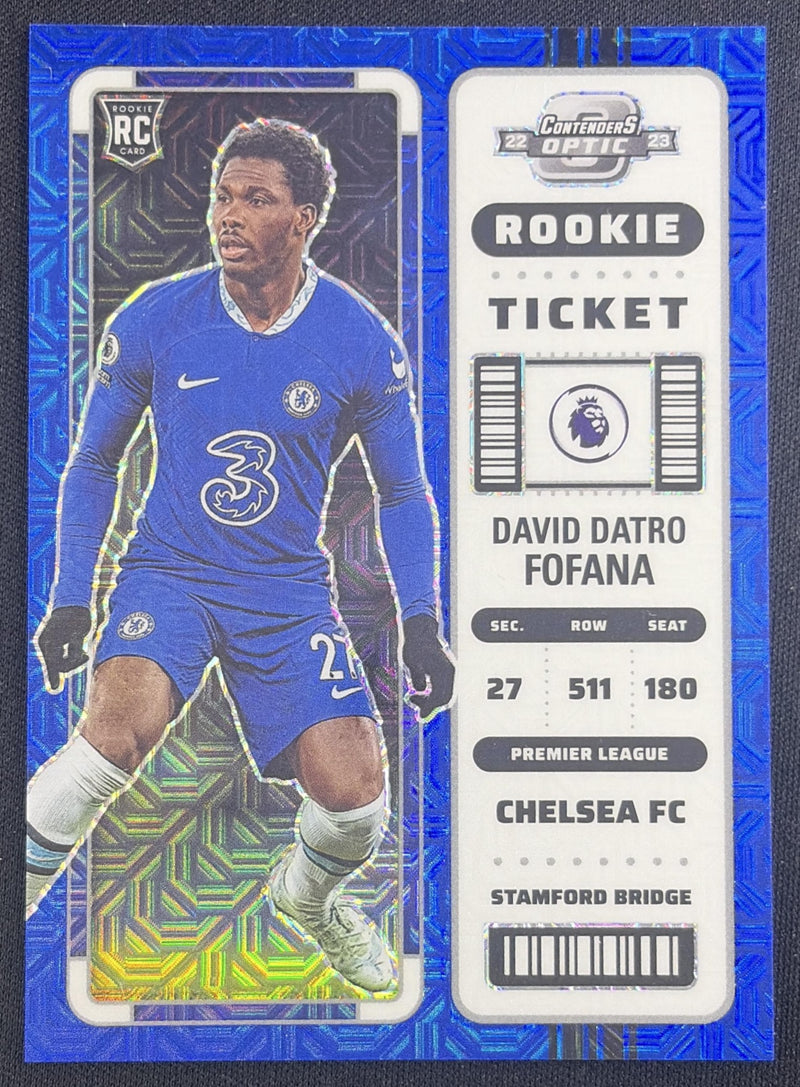 David Datro Fofana 2022 Panini Chronicles Contenders Optic Rookie Ticket Premier League Blue Mojo /16 Chelsea