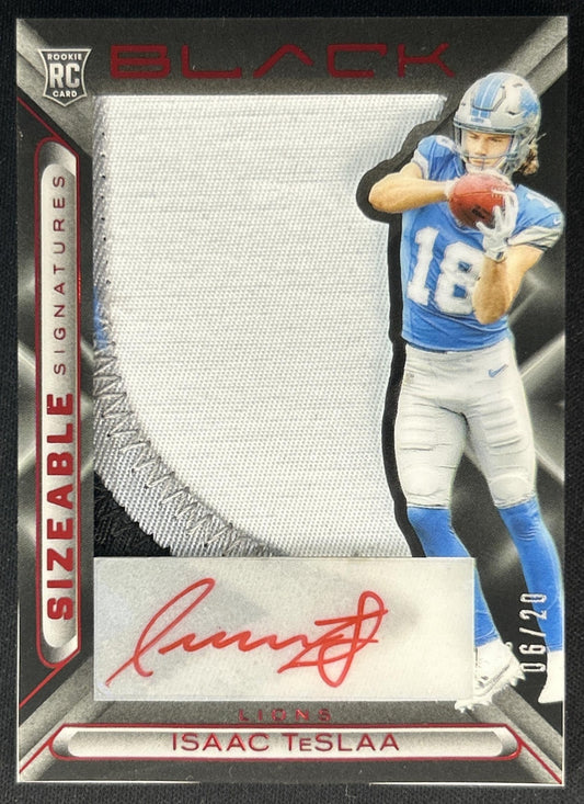 Isaac TeSlaa 2025 Panini Black Sizeable Signatures Rookie Jersey Ruby /20 Lions Default Title Sports Trading Cards