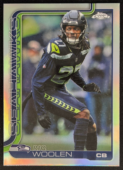 Riq Woolen 2025 Topps Chrome Refractor Seahawks Sports Trading Cards