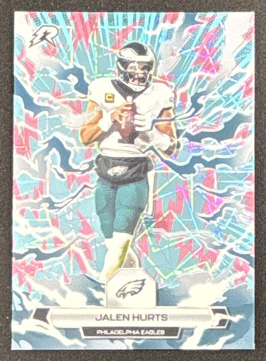 Jalen Hurts 2025 Topps Resurgence Sky Blue and Pink Shock Refractor Eagles Sports Trading Card