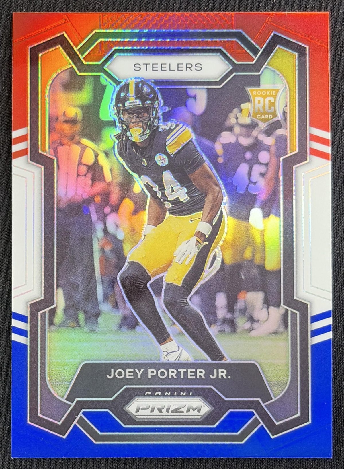 Joey Porter Jr. 2023 Panini Prizm Red White and Blue Steelers Sports Trading Card