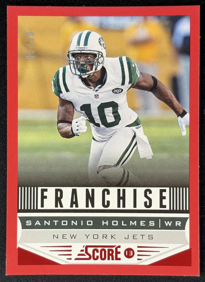 Santonio Holmes 2013 Score Franchise Red /30 Jets front