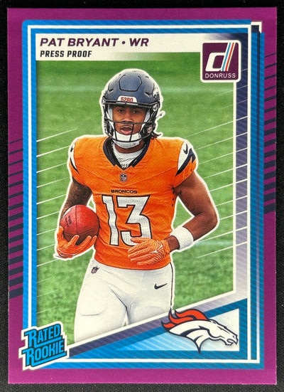 Pat Bryant 2025 Panini Donruss Rated Rookie Press Proof Purple Broncos Sports Trading Cards