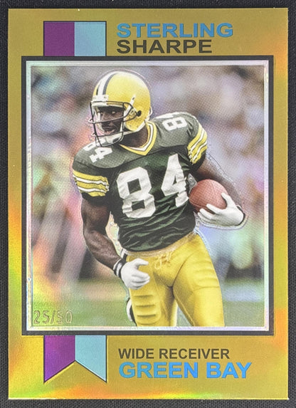 Sterling Sharpe 2023 Topps Composite 1973 Football Gold Refractor /50 Packers front