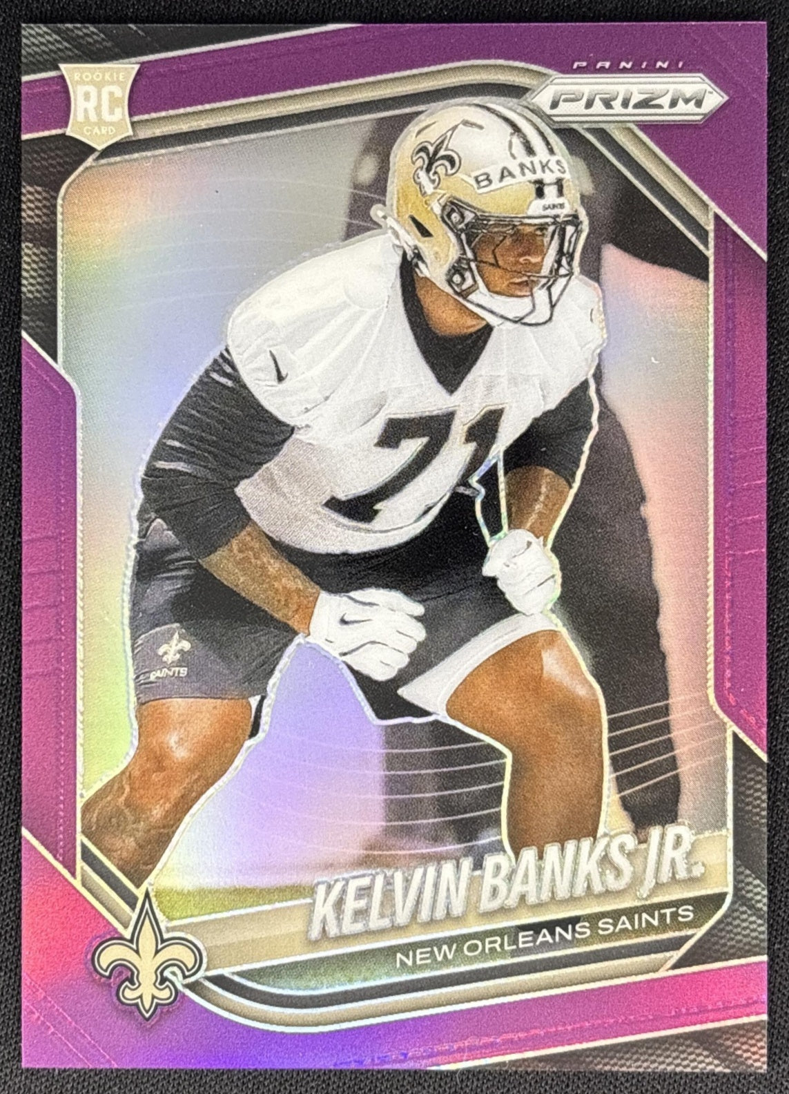 Kelvin Banks Jr. 2025 Panini Prizm Purple /125 Saints front