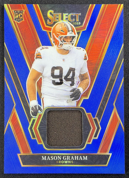 Mason Graham 2025 Panini Select Rookie Swatches Blue Prizm Browns