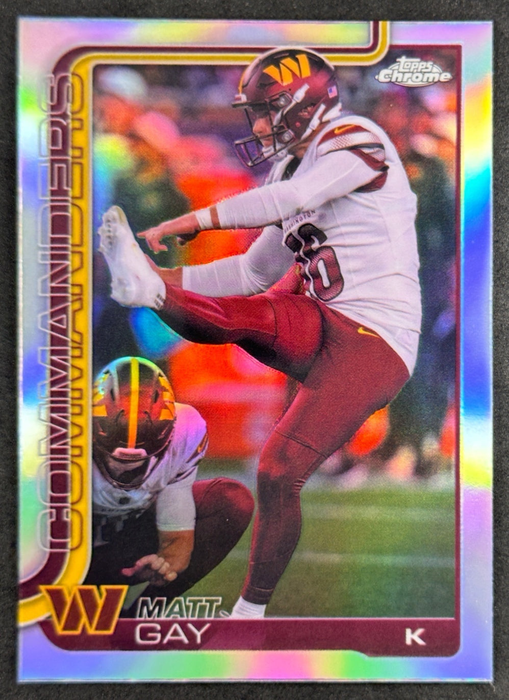 Matt Gay 2025 Topps Chrome Refractor Commanders Sports Trading Cards